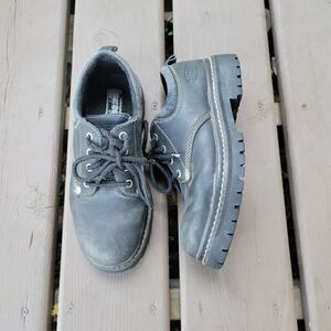 Vintage 90s y2k Skechers Bratz Black Suede Leather Chunky Heel Oxford Jammers 7